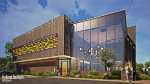 An architectural rendering of the proposed standalone building for the Great Plains Black History Museum.